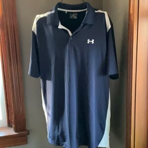 Under Armour Short-Sleeved Loose-Fit Navy and White Polo Shirt Sz. 2XL